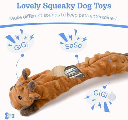 SHARLOVY Dog Squeaky Toys 5 Pack, Bubble Plush Puppy Teething Pet Toys, Crinkle No Stuffing Animals Dog Toy, Doggies Chew for Large Small Medium Breeds - Image 3
