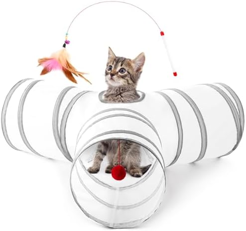 Love's cabin Cat Tunnel for Indoor Cats, 3-Way Collapsible Play Tunnel by Lovescabin