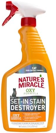Nature's Miracle Oxy Set-In Stain Destroyer, Cat Odor Control, 24 oz by NaturesMiracle