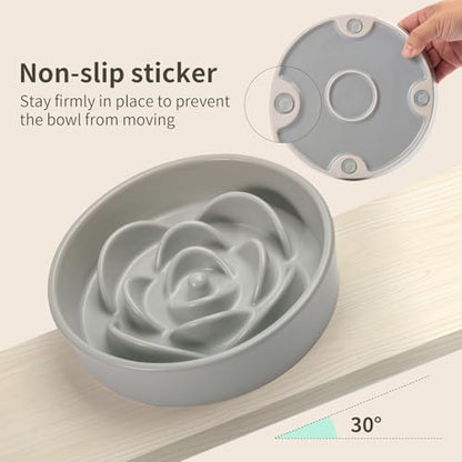 Grey Ceramic Slow Feeder Dog Bowl for Small and Medium Breeds,6.1 in Slow Feeding Bowl,Puzzle Cat Dog Food Bowl for Fast Eater,Maze Dish Puzzle Bowl for Small Dogs and Cats - Image 6