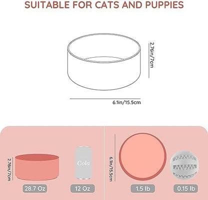 SPUNKYJUNKY 28.7OZ Ceramic Dog and Cat Bowl, Modern Cute Weighted Food Water Bowl for Replacement Pink (1 Pack) - Image 2