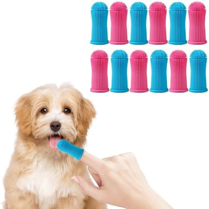 12 Pack Food Grade Silicone Finger Pet Toothbrushes Kit for Dogs Cats Dental Care Teeth Cleaning 360° Dog Finger Toothbrush by Unknown