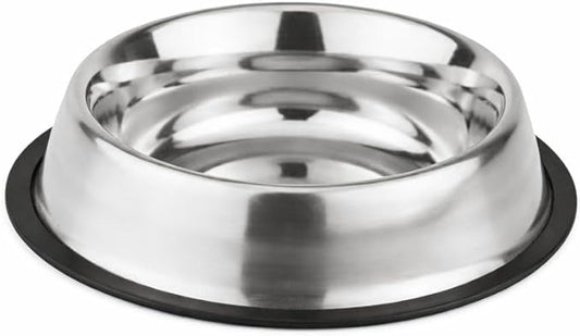 Printed Bowl 23.6 fl oz Anti-Skid Food and Water Dog Bowl | Stainless Steel Bowl for Dogs and Cats | Dog Water and Food Bowl | Dog Feeding Bowl (Silver)