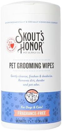 SKOUT'S HONOR Pet Grooming Wipes for Dogs and Cats, 80 Count by SKOUTSHONOR