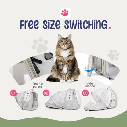 Dual Expandable Cat Backpack Carrier, Fit up to 20 lbs, Expandable Pet Carrier Backpack for Large Fat Cat and Small Puppy - Image 3
