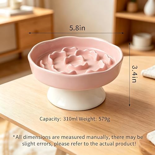 Vexilion pet Raised Slow Feeder cat Food Ceramic Bowl for Small Dogs for Dry and Wet Food (Pink) - Image 6