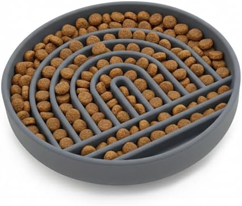 Slow Feeder Dog Bowl - Silicone Dog Bowl, Medium, 7.5" x 1.5" - Charcoal by ShouldWeGo