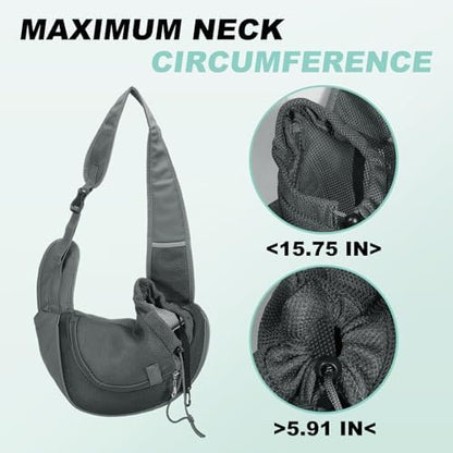 Dog Sling Carrier for Small Pet Up to 13.2 lbs Hand-Free Drawstring Pet Sling Carrier with Safety Hook & Adjustable Strap, (Black, 1 Pcs) Intended for Hiking and Camping - Image 5