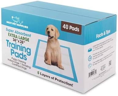 Best Pet Supplies Extra Large Dog Training Puppy Pee Pads - Blue, 40 Count by BestPetSuppliesLLC