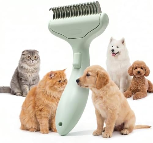 Self Cleaning Deshedding Comb, Undercoat Rake for Dogs & Cats(green) by Unknown
