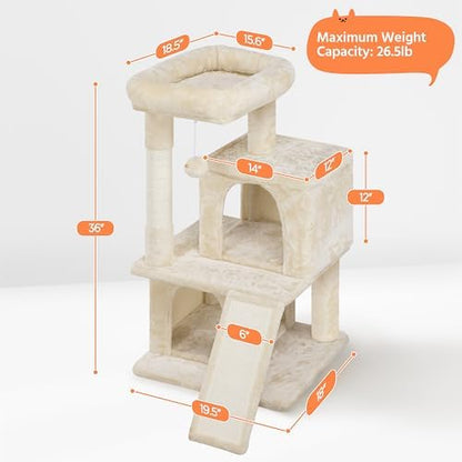Yaheetech 36in Cat Tree Tower with Large Perch for Senior Kittens - Image 3
