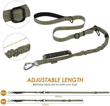 AUBELL Tactical Dog Leash Heavy Duty,4-6ft No Pull Bungee Leash,Green - Image 6