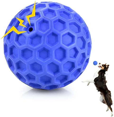 DISSKNIC Indestructible Squeaky Dog Ball, Relieves Anxiety, Cleans Teeth, Interactive Chew Toy for Aggressive Chewers, Dog Toy for Large Breeds, Outdoor Waterproof by DISSKNIC