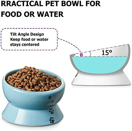 Y YHY Ceramic 15 Ounce Slanted Cat Food Water Bowl, Lake Blue - Image 5