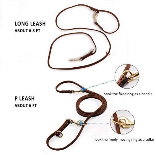 Multi Function 8ft Leather Dog Leash, Genuine Leather Leash Hands Free Dog Training Leashes for Medium and Large Dogs (8 Foot*5/8 inch, Brown) - Image 5