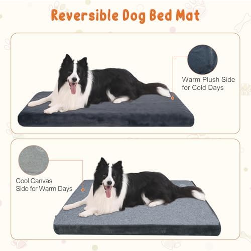 EMPSIGN Dog Bed Mat Crate Pad Mattress, Ultra Soft Pet Kennel, Grey, Large - Image 4