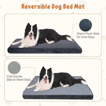EMPSIGN Dog Bed Mat Crate Pad Mattress, Ultra Soft Pet Kennel, Grey, Large - Image 4
