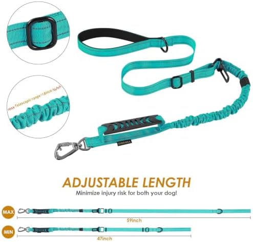 AUBELL Tactical Dog Leash Heavy Duty,4-6ft No Pull Bungee Leash,Teal - Image 6