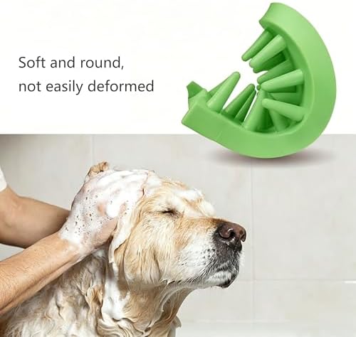 Pet Bath & Massage Brush,Pet Grooming Brush,Soft Rubber Scrubber for Brushing,Massaging,Bathing,Shampooing and Reducing Hairballs (Green, Style 1) - Image 6