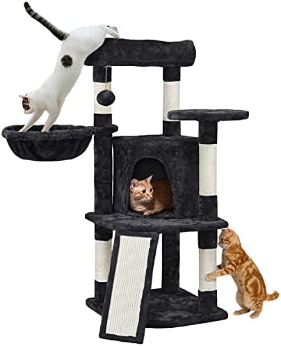 Yaheetech Cat Tree, 42in Cat Tower for Indoor Kittens, Pet Play House with Large Perch & Scratching Posts & Cozy Condo & Scratching Ramp, Kitten Furniture Activity Center, Black by Unknown