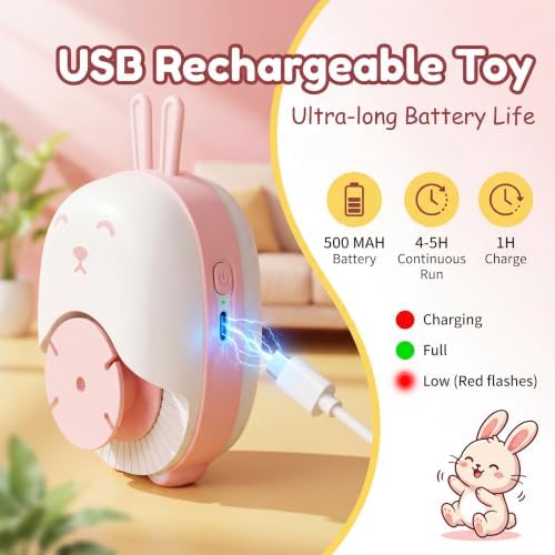Interactive Cat Toys for Indoor Cats, USB Rechargeable Electric Teaser with Clip, Automatic Cat Toys to Self Play Enrichment Toy for Bored Kittens & Adult Cats (Pink) - Image 6
