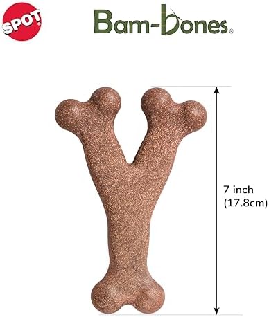 SPOT Bam-Bones Wishbone Dog Chew Toy, Bamboo Fiber Blend, Non-Splintering Durable Chew for Light to Moderate Chewers, Adult Dogs & Teething Puppies 25–50 lbs, Bacon Flavor, 7 in - Image 5