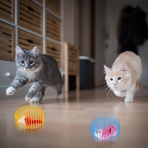 Jecery 5 Pcs Cat Toys Spring,Mouse,Bright Color - Image 6