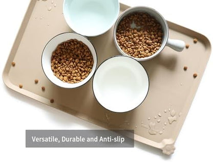 Hoki Found L Silicone Non Slip Pet Dog Cat Bowl Mats - Waterproof Dog Cat Food Mats for Carpet - PapayaWhip - Image 4