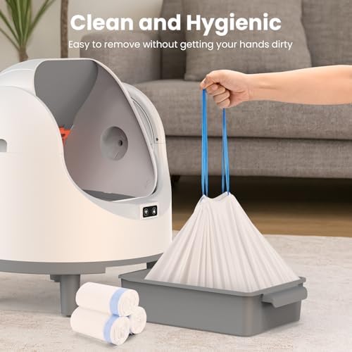 45 Count Cat Litter Box Liners, Heavy Duty Extra Thick Drawstring Bags for Automatic Self-Cleaning Litter Boxes, Leak-Proof Tear-Resistant Waste Liners, 15 Bags/Roll, 15.35" x 25.6" - Image 6