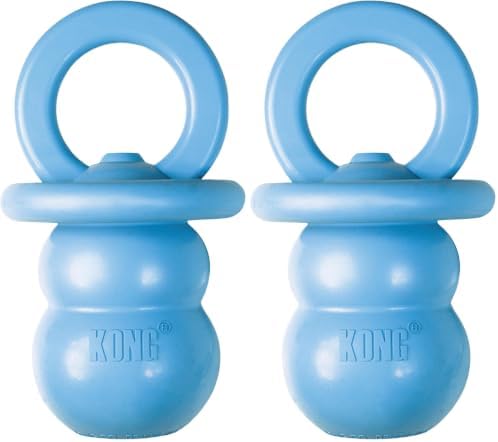 KONG Puppy Binkie - Pacifier Dog Toy for Puppies - Stuffable Treat Chew Toy for Treats - Durable Natural Rubber for Teething Puppy - for Small Puppies - Blue (Pack of 2) by KONG