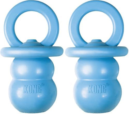KONG Puppy Binkie - Pacifier Dog Toy for Puppies - Stuffable Treat Chew Toy for Treats - Durable Natural Rubber for Teething Puppy - for Small Puppies - Blue (Pack of 2) by KONG