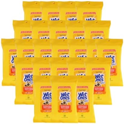 Wet Ones for Pets Paw and Tushie Dog Wipes with Chamomile, Tropical Splash Scent - Cleansing Grooming Wipes for Dog Paws and Butt Between Baths, Wet Lock Seal, 30 Count - 24 Pack by WetOnes