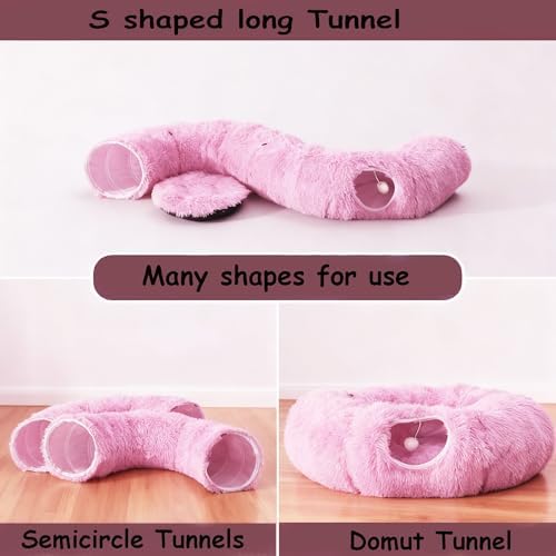 Cat Bed Tunnel Tube Toy Pink Plush - Image 3