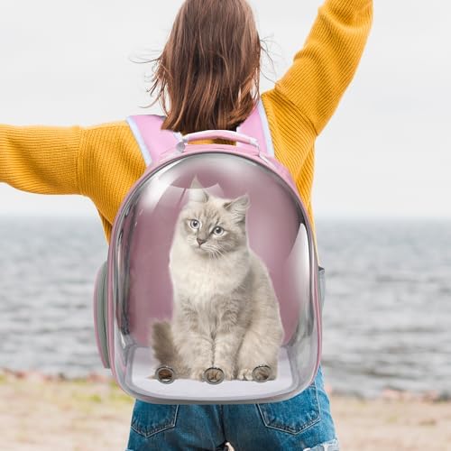Cat Backpack, Airline Approved Bubble Carrying Bag for Small Medium Dogs Cats, Space Capsule Pet Carrier Dog Hiking Backpack Travel Carrier (Pink) - Image 7