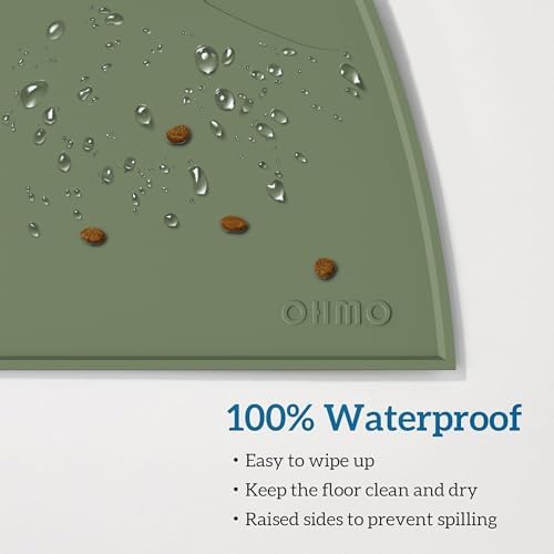 OHMO Cat Food Mat, Silicone Pet Feeding Mat, 20x12, Camo Green - Image 4
