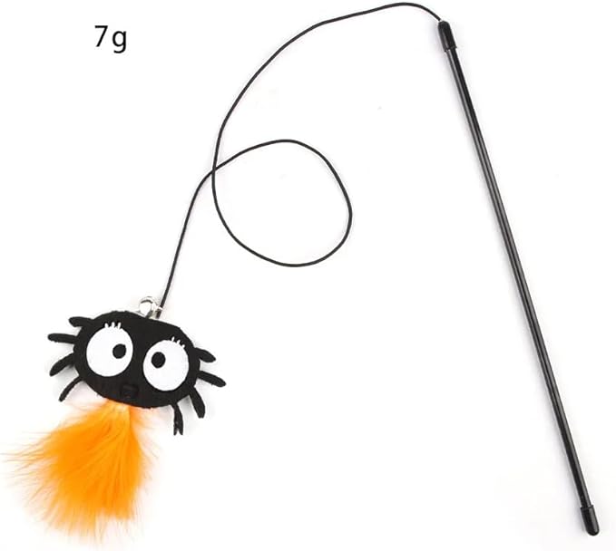 Cat Toys Interactive Cat Toy Feather Cat Toy Cat Stick Cat Wand Toy Feather with Bells Halloween Elemente Retractable Cat Teaser Toy for Kitty Kitten Scratching Exercise Indoor Pack of 3
