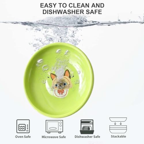 3 PCS Ceramic Cat Bowls, 5.5 in Pet Bowl Cat Dishes for Food and Water, Small Dog Dish(YellowGreenBlue) - Image 7