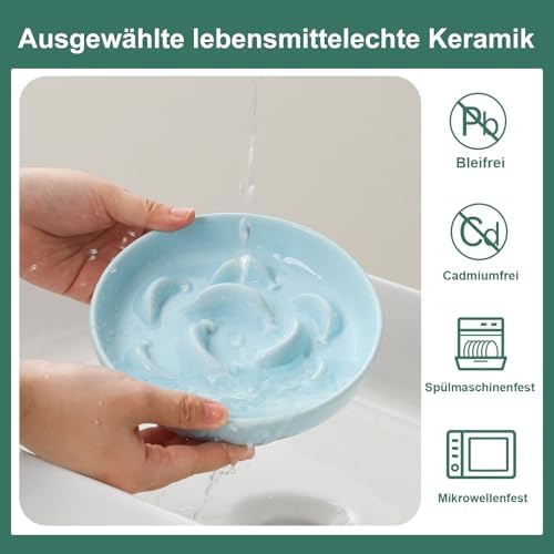 Ceramic Slow Feeder Cat Bowl, 6.3'' Wide Whisker Friendly Cat Puzzle Feeder - Image 5
