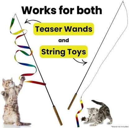 Cat Wand Refill Rainbow Ribbons 3-Pack, Cat Ribbon Toy, Cat Wand Attachments Rainbow Cat Toy, Official Ribbon Lure for interactive Forever Stick Cat Wand Toy, Kitten Ribbon Wand, Dancer Teaser Wand - Image 3