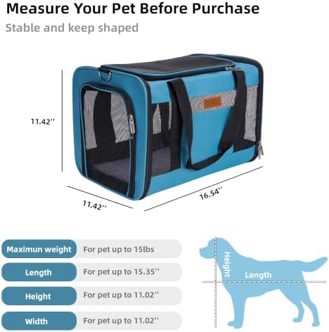YUNIQUE Soft-Sided Cat & Dog Carrier for Pets Up to 15 Lbs, Airline Approved Collapsible Travel Puppy Carrier with Lightweight Fabric Design (Blue) - Image 2