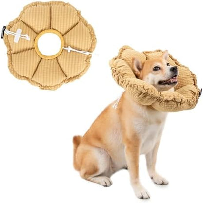 H HIDREAM Soft Dog Cones for Medium Dogs,Cute Adjustable Cone for Dogs to Stop Licking,Dog Recovery Collars & Cones that can Protect Head and Foot Wounds，Daisy Yellow All-Season Style by HHIDREAM