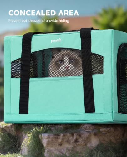Pecute Cat Carrier Stable, Pet Carrier with Privacy Partition,Light Green - Image 4