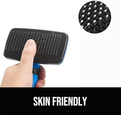 Design Patent Certificated Self Cleaning Slicker Brush for Dogs& Cats, Skin Friendly Grooming Dog& Cat Brush for Shedding and Deshedding, Pet Supplies Accessories,Blue - Image 4
