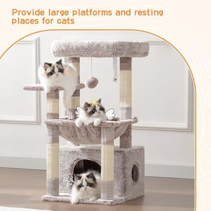 Heybly Cat Tree, Kitten Tower with Large Soft Cat Basket HCT008SMU - Image 2