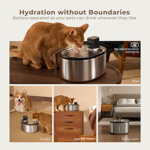 Smartoo Wireless Cat Water Fountain Stainless Steel,152oz/4.5L Cat Fountain - Image 2
