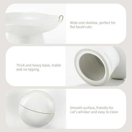 Elevated Cat Bowls,Wide Shallow 6.1" Ceramic Raised Bowls Anti Vomiting,Elevated Bowl Perfect for Flat Faced Cats,Stress Free,Reliefs Fatigue,Cat Dishes for Dry Food and Wet Food - Image 4