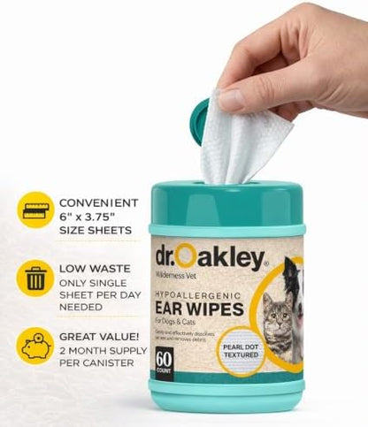 Dr. Oakley Soothing Dog Ear Wipes Cleaner for Dogs & Cats, Dog Ear Wipes for Cleaning - Image 3