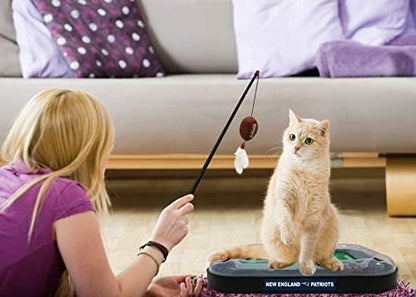 Pets First CAT BALL BELL TOY New England Patriots Football Field CAT Scratcher Toy with Catnip Filled Plush Football Toy&Feather Cat Toy Hanging,&Jingle Bell Interactive Ball Chasing 5-in-1 Kitty Toy - Image 2