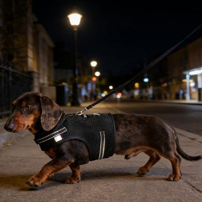 Mini Dachshund Harness – No Armpit Rub, Escape Proof, Reflective, No Pull Vest-Style Dachshunds Harness,Breathable Mesh Dog Harness (Black, S: Chest 32-41cm (12.5"-16")) - Image 5