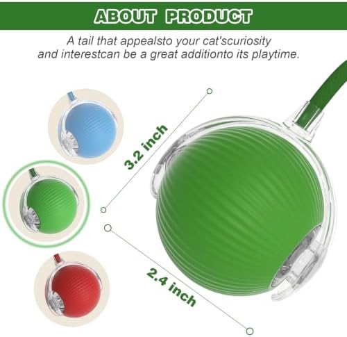 Automatic Interactive Rolling Cats Toys Ball for Indoor, Electric Automatic Rolling Pet Toy, 360° Smart Interactive Rolling Dog Ball Durable and Safe Material for Cat and Dog(Green) - Image 3